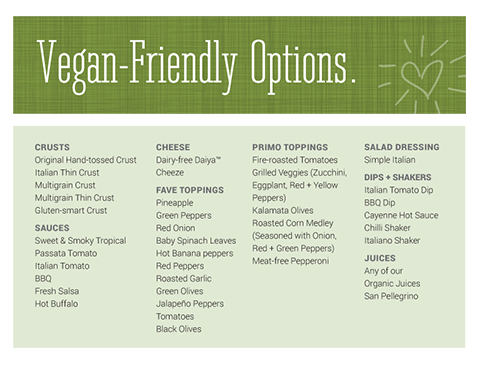 panago vegan menu options